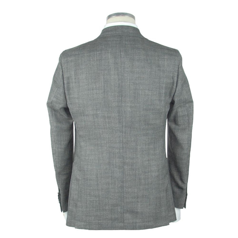 Elegante blazer de mezcla de lina de lana delgada gris