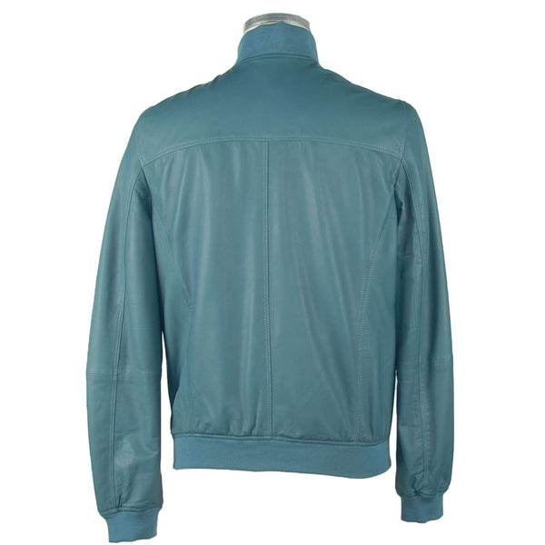 Elegante Benzinblaue Lederjacke