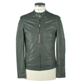 Emerald Elegance Leather Jacket