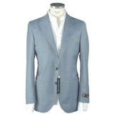 Eleganter schlanker hellblauer Wolle Blazer