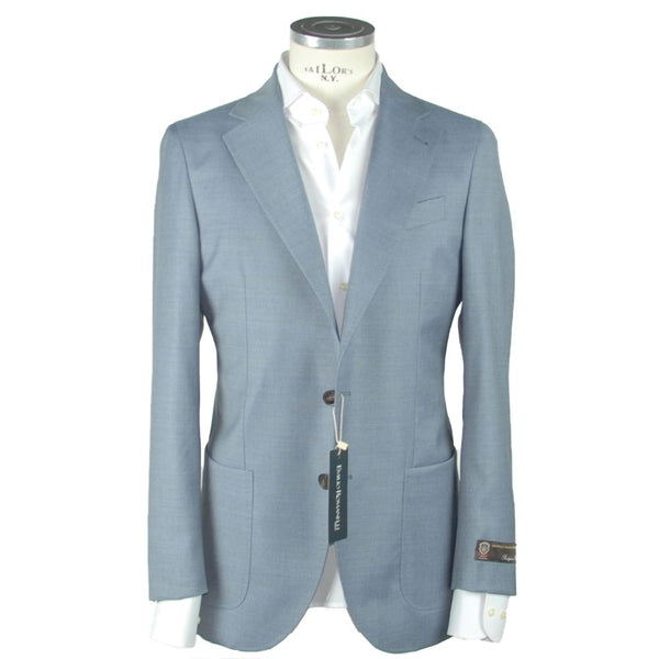 Elegant Slim Light Blue Wool Blazer