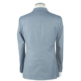 Eleganter schlanker hellblauer Wolle Blazer