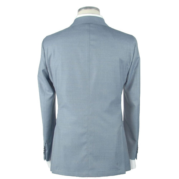 Eleganter schlanker hellblauer Wolle Blazer