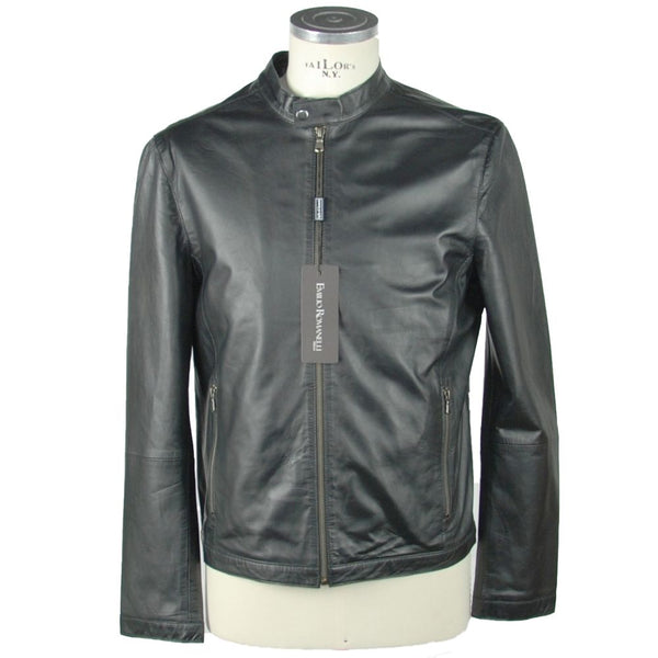 Schlanke schwarze Lederjacke aus Leder