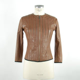 Veste en cuir marron chic avec ajustement slim