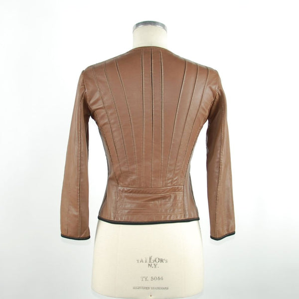 Veste en cuir marron chic avec ajustement slim