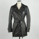 Eleganter brauner Leder -Trenchcoat