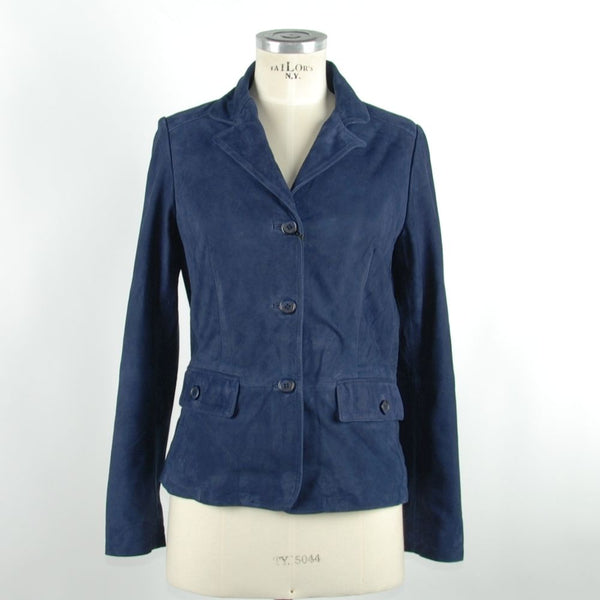 Chic Blue Leder -Eleganzjacke