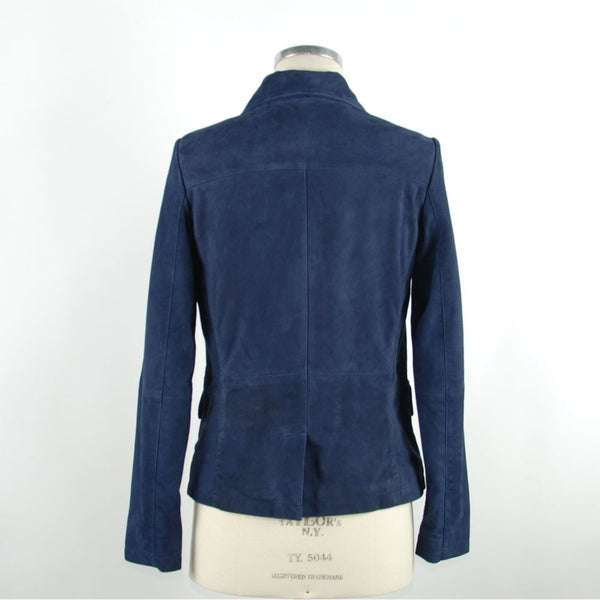 Chaqueta de elegancia de cuero azul elegante