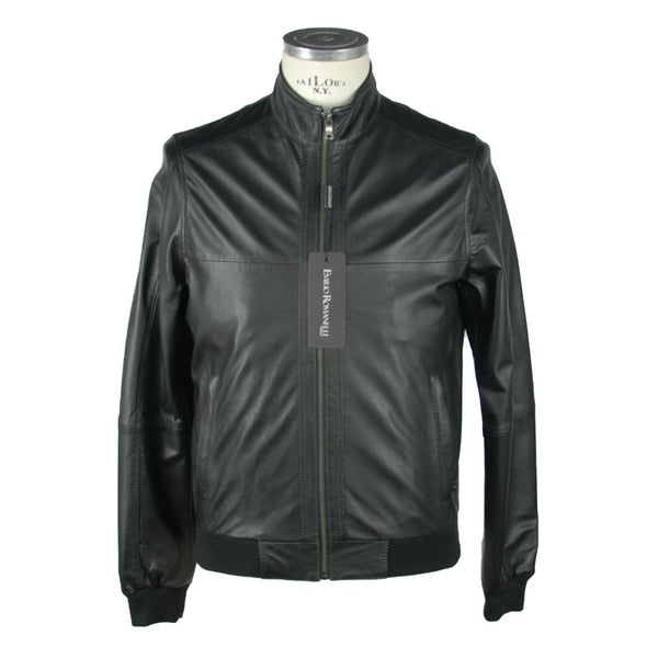 Chaqueta de cuero negro elegante para hombres