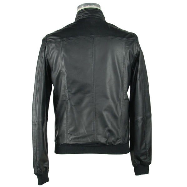 Chaqueta de cuero negro elegante para hombres