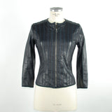 Elegante chaqueta de cuero azul - Slim Fit Chic