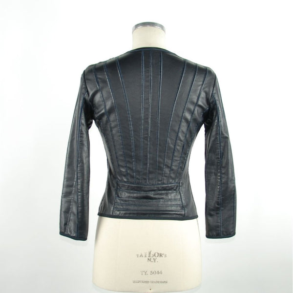 Elegante chaqueta de cuero azul - Slim Fit Chic