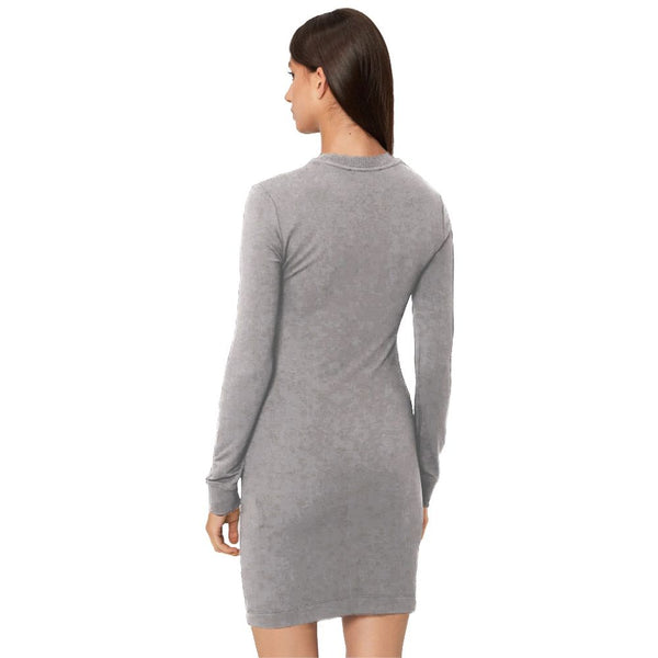 Chic Gray Cotton Blend Dress με λεπτομέρειες λογότυπου