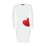 Robe en tricot de motif coeur chic en blanc