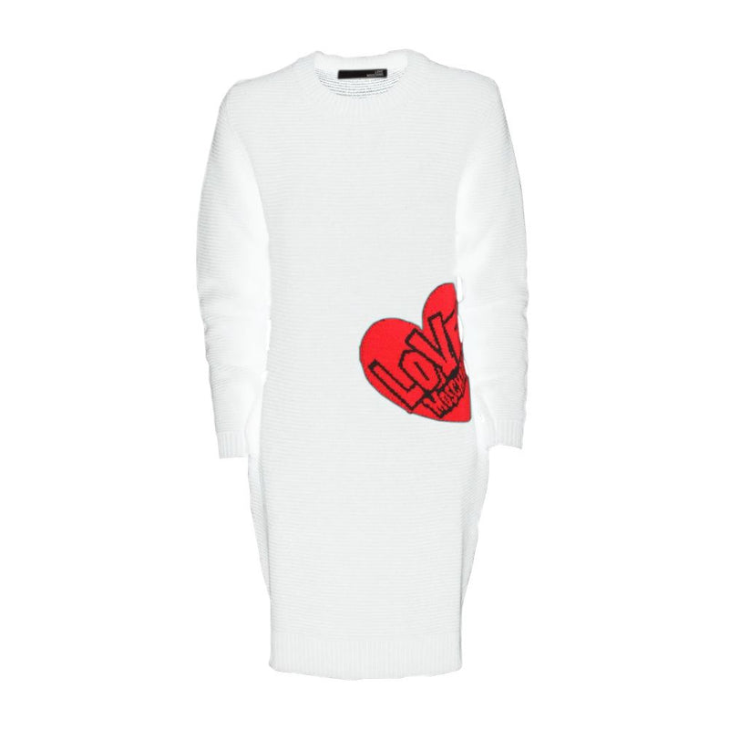 Robe en tricot de motif coeur chic en blanc