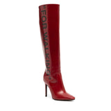 Chic Scarlet Patent Leather Stiletto Bottes