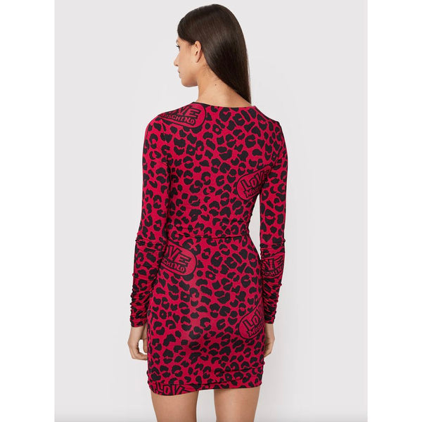 Chic Leopard Textur Kleid in Pink und Schwarz