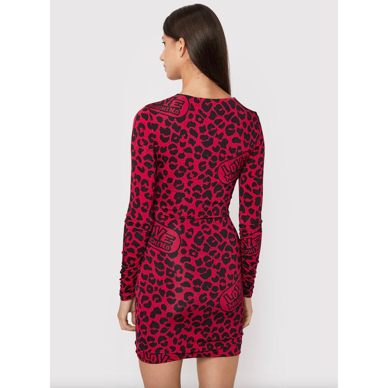 Abito trama leopardo chic in rosa e nero