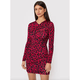 Abito trama leopardo chic in rosa e nero