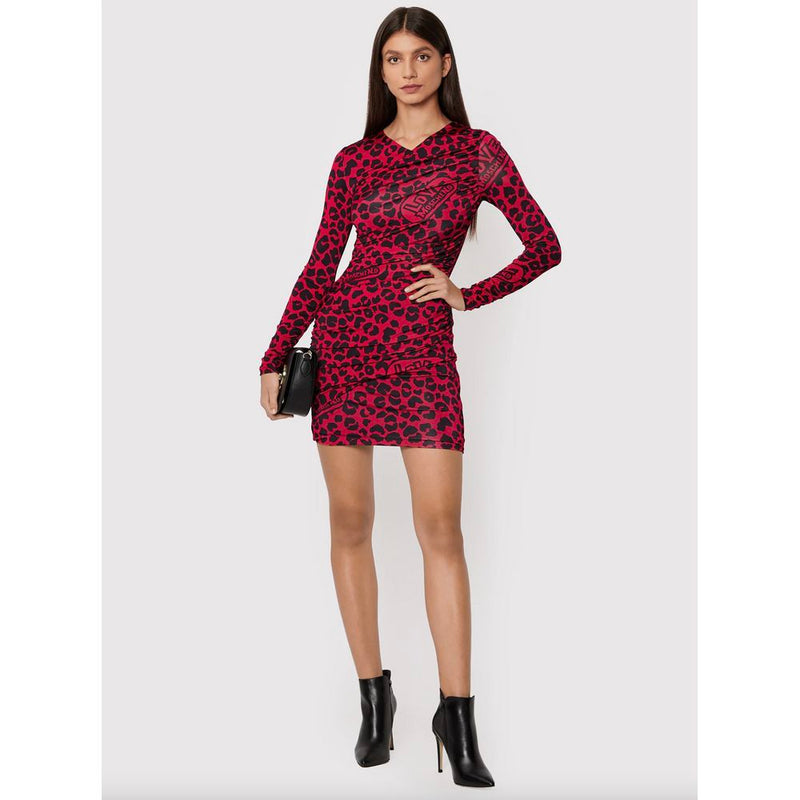 Chic Leopard Textur Kleid in Pink und Schwarz