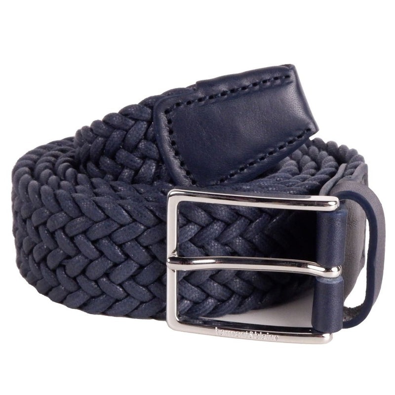 Elegant Dark Blue Fabric Belt with Silver Buckle