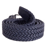 Ceinture de tissu bleu foncé élégant avec boucle argentée