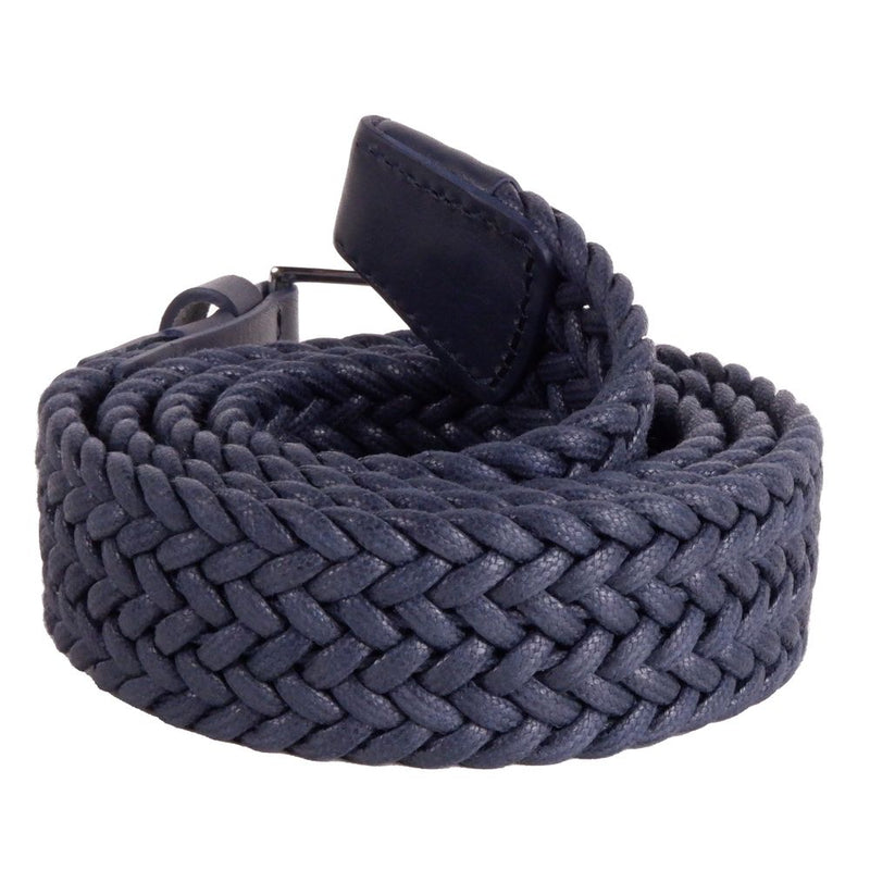 Ceinture de tissu bleu foncé élégant avec boucle argentée