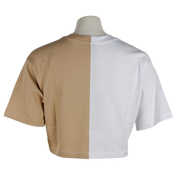 Beige Couture-Logo-T-Shirt mit zweifarbigem Druck