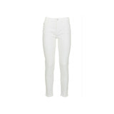 White High-Waisted Slim Denim Trousers