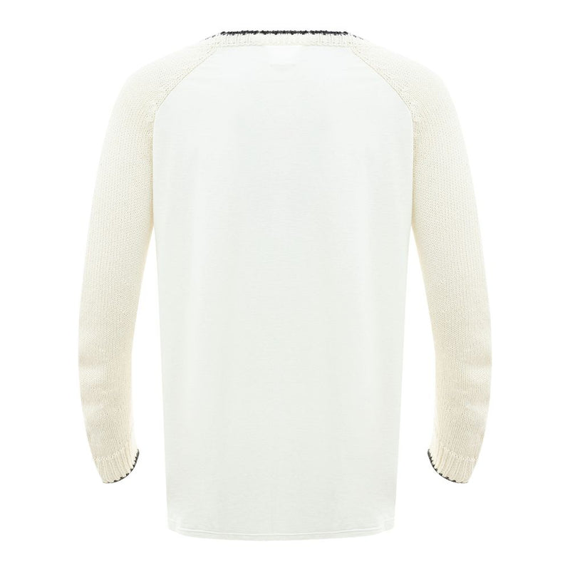 Elegant White Cotton Sweater for Men