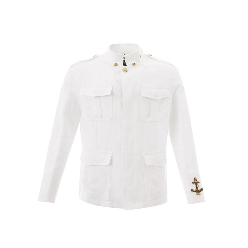 Chaqueta de lino italiana blanca prístina