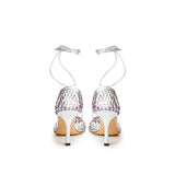 Silver Cotton Leather Sandals