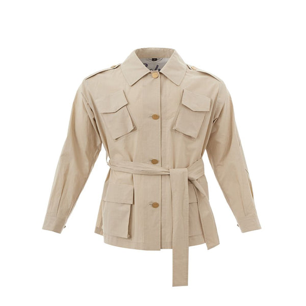 Elegante chaqueta de algodón beige para mujeres elegantes