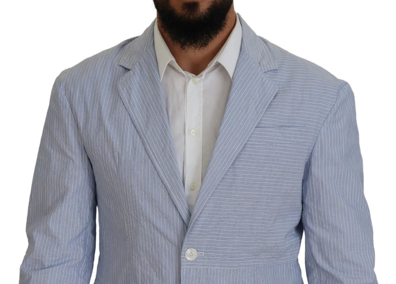 Blau gestreifte Single Breasted Formal Mantel Blazer