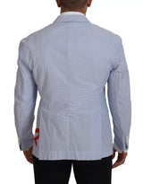 Blau gestreifte Single Breasted Formal Mantel Blazer