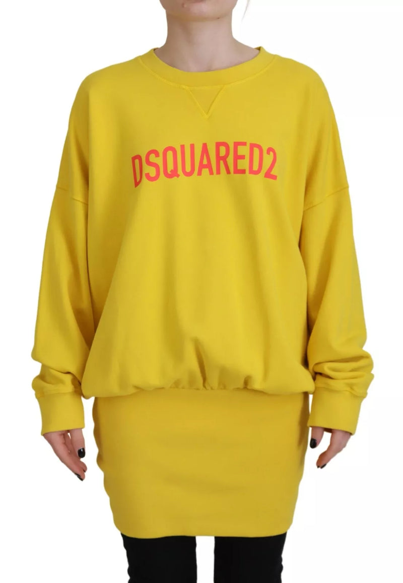 Maglione pullover in cotone con stampa logo giallo