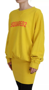 Maglione pullover in cotone con stampa logo giallo