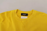 Gelbe Logo -Druck -Baumwoll -Crewneck Pullover Pullover