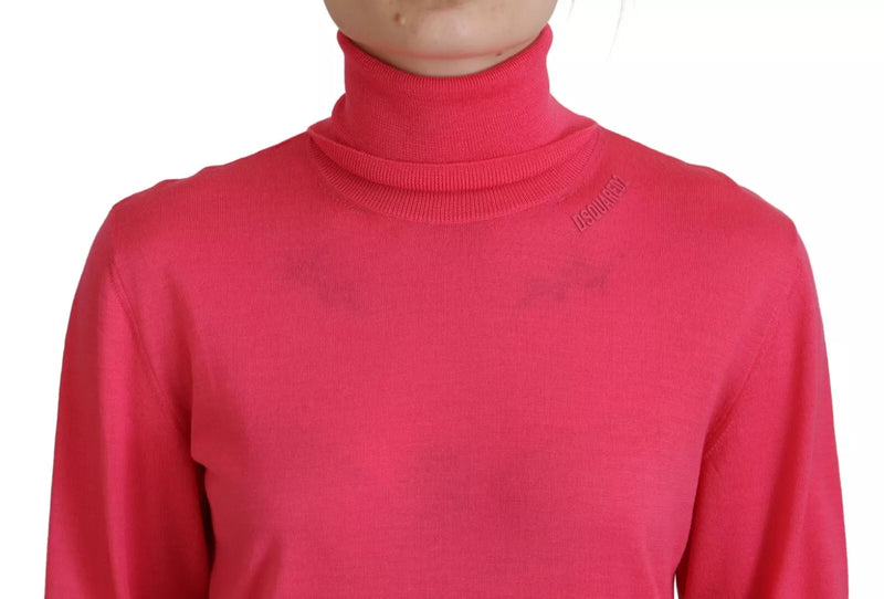 Sweater casual de cuello de tortuga de manga larga de manga larga rosa