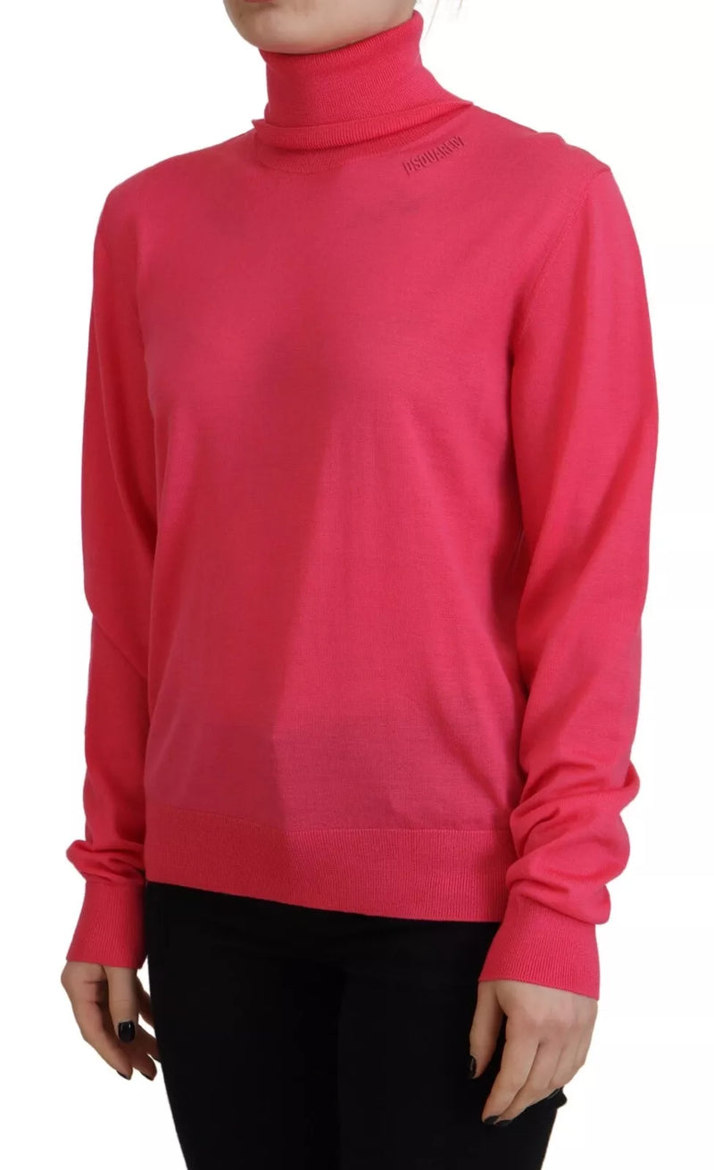 Sweater casual de cuello de tortuga de manga larga de manga larga rosa