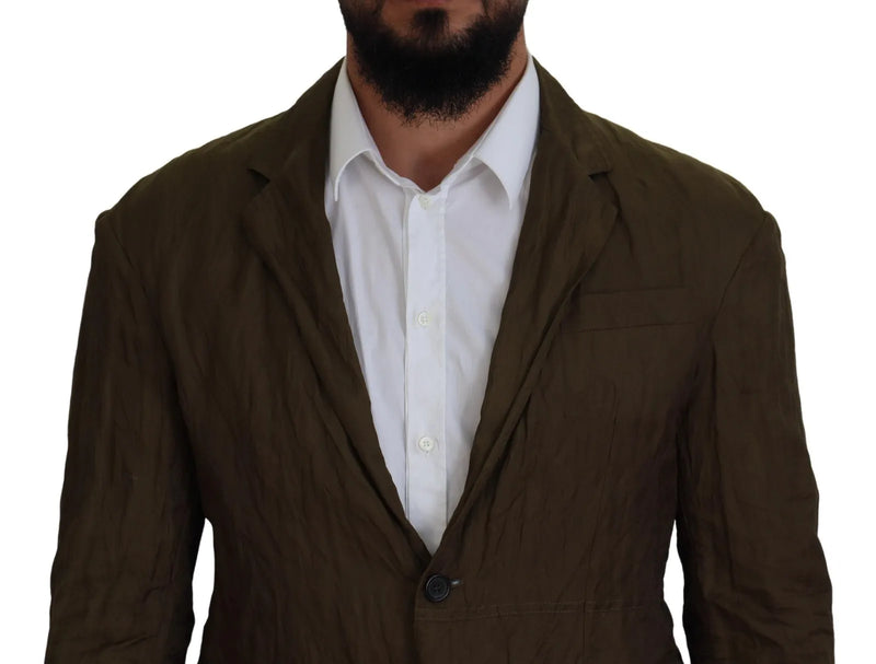 Green Single Breasted Men Coat Blazer Jacket