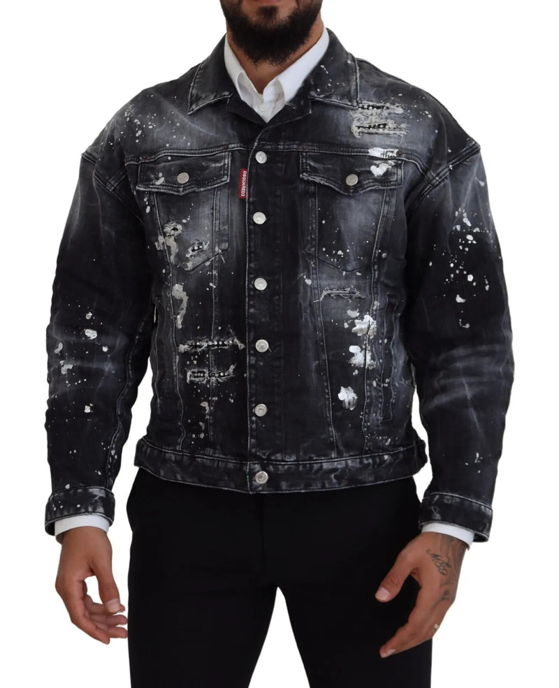 Veste en jean de la teinture de cravate grise