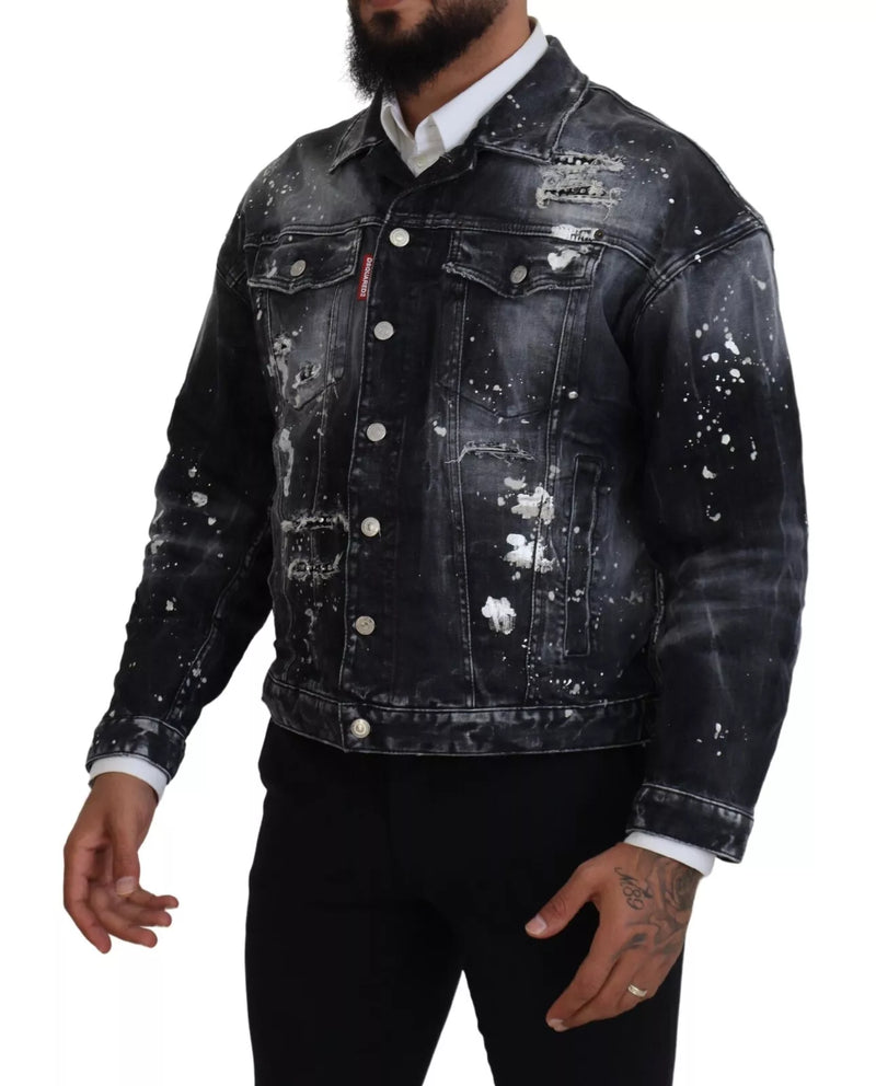 Veste en jean de la teinture de cravate grise