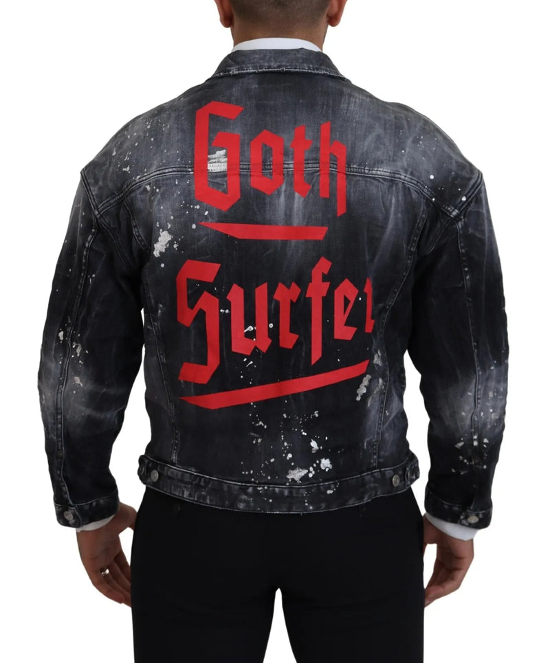 Veste en jean de la teinture de cravate grise