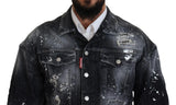 Gray Tie Dye Full Button Pockets Denim Jacket