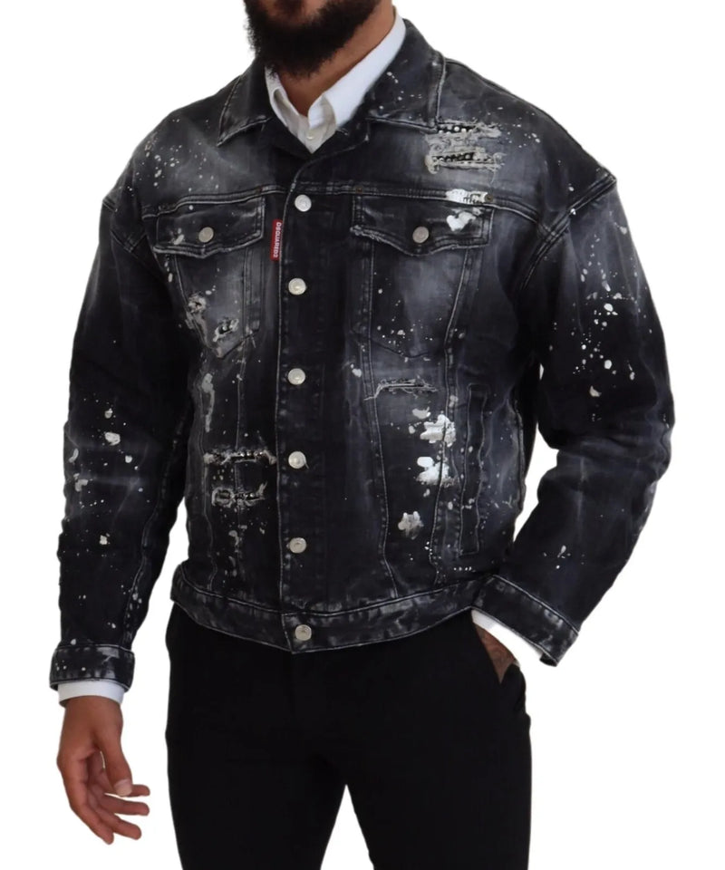 Veste en jean de la teinture de cravate grise