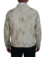 OFF WHITE Black Splash Print Casual Denim Jacket