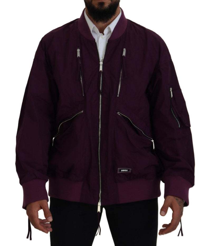 Purple Polyester Full Reißverschluss Bomberjacke