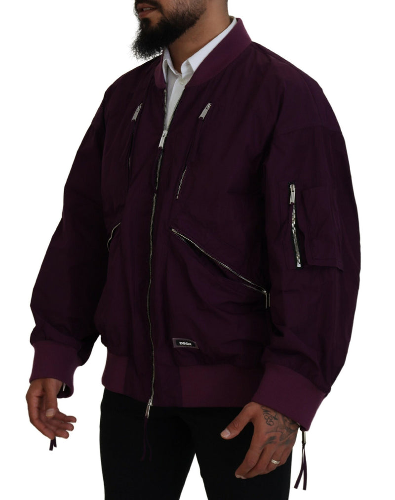 Purple Polyester Full Reißverschluss Bomberjacke